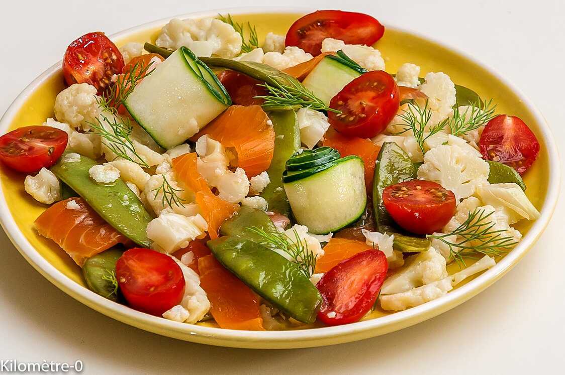 Recette De Salade De Chou Fleur Truite Concombre Tomate Et Aneth