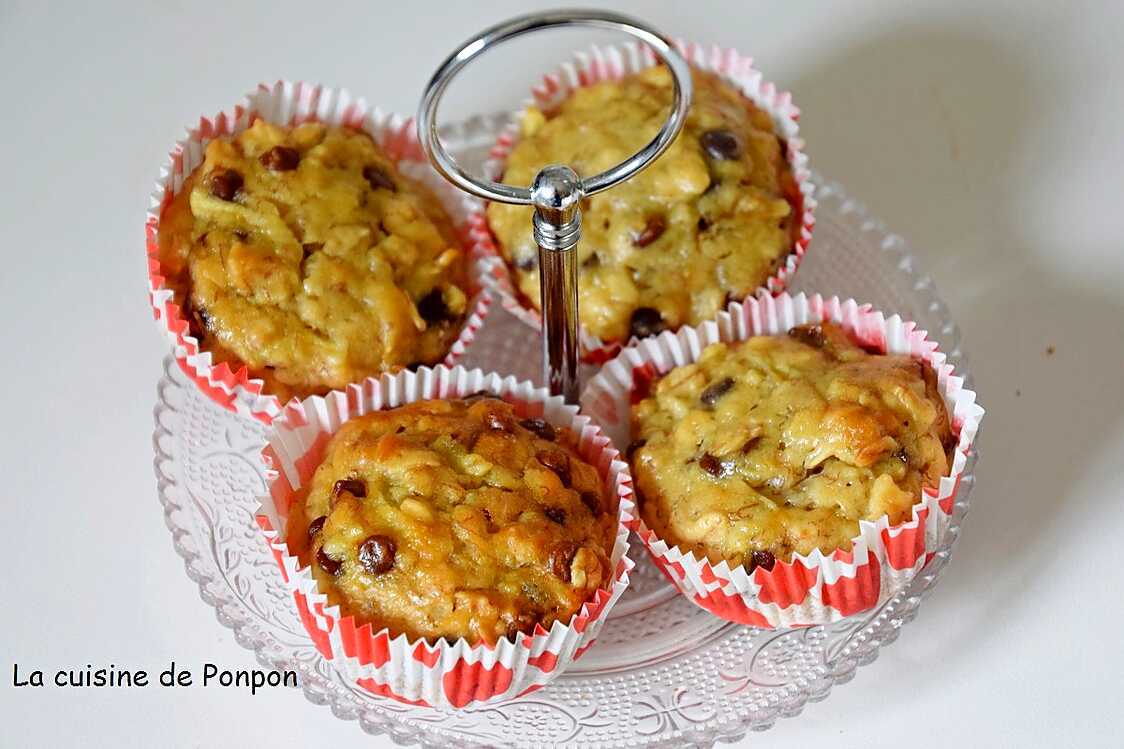 Recette de Muffin aux flocons d avoine banane pomme et pépites de