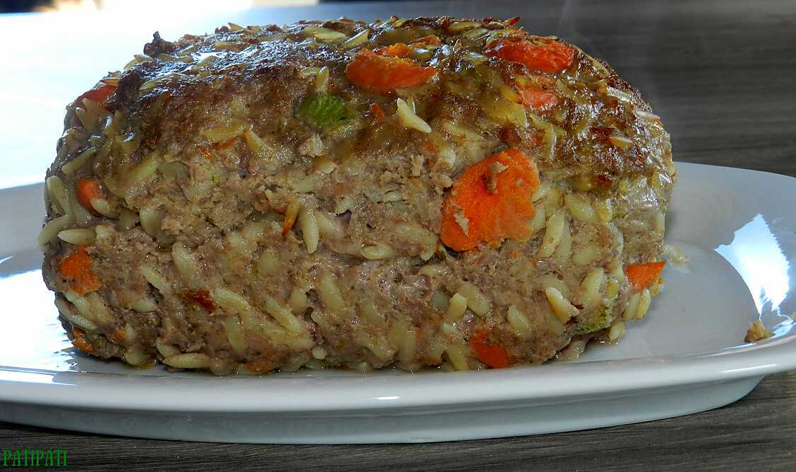 Recette de Pain de viande aux pâtes grecques et légumes