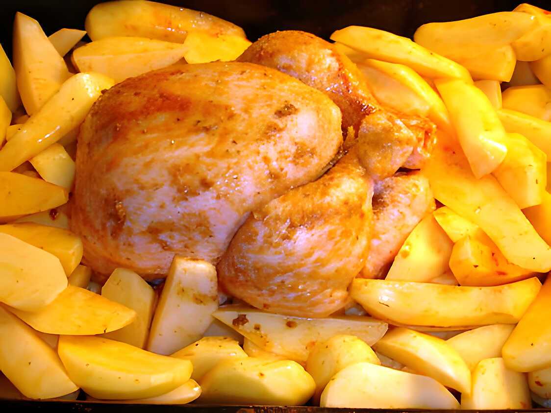 Recette De Poulet R Ti Et Ses Pommes De Terre Cuites Au Jus