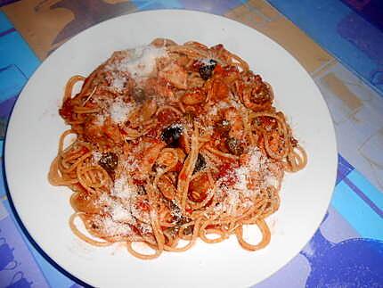 Spaghetti au reste de sauce porc alla pizzaiola 430