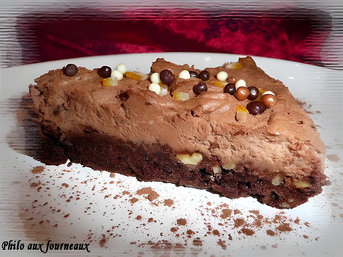 recette Carré brownie à la mousse au chocolat