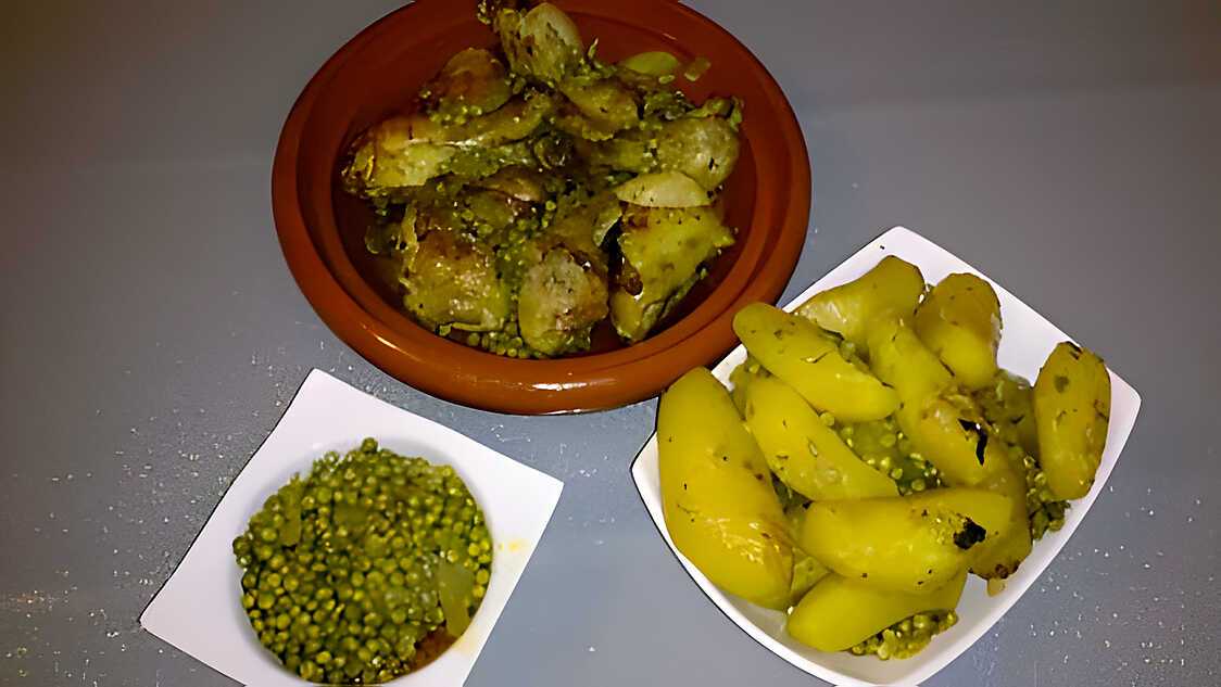 tajine poulet pomme de terre et petit pois