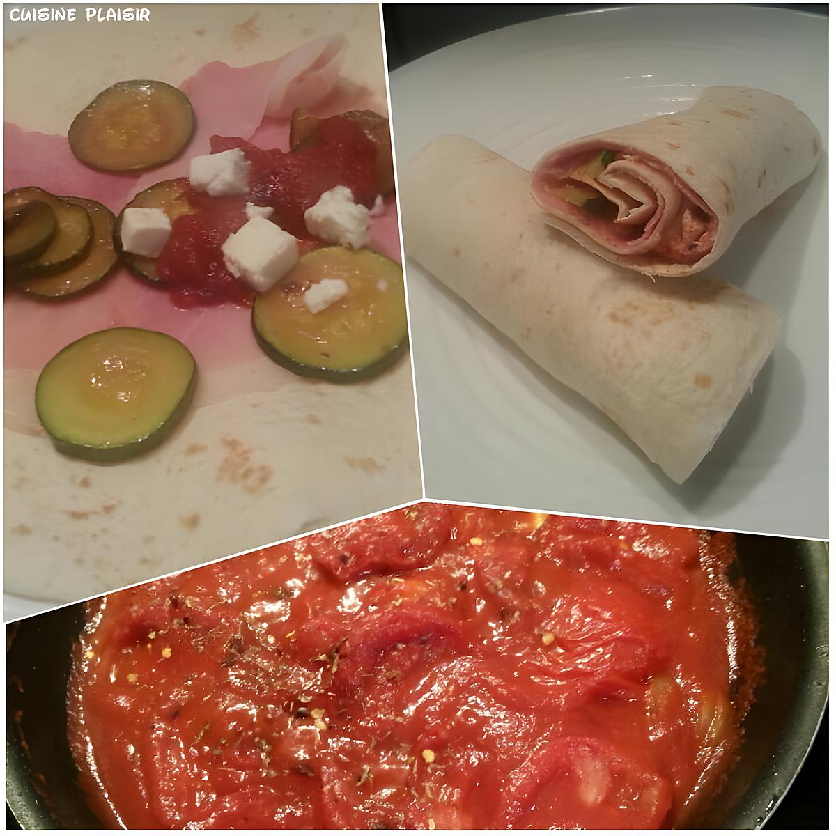 recette Fajitas jambon courgette poivron tomate feta