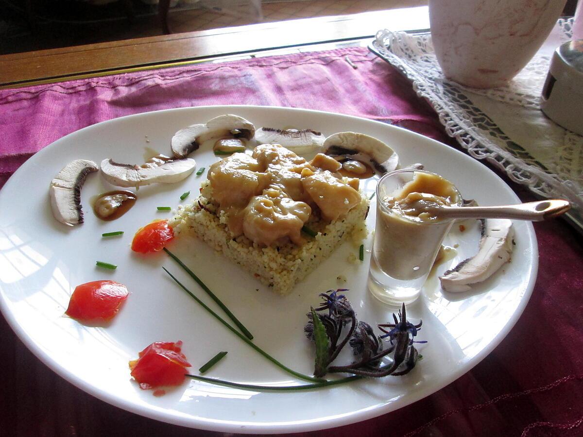 recette assiette  saint jacques,    couscous  aux fleurs