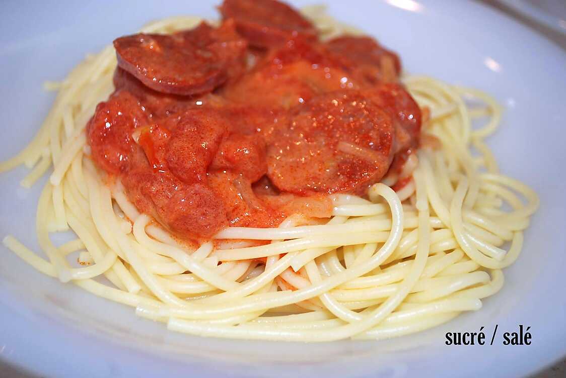 Recette De Spaghettis Au Chorizo Par Prisca