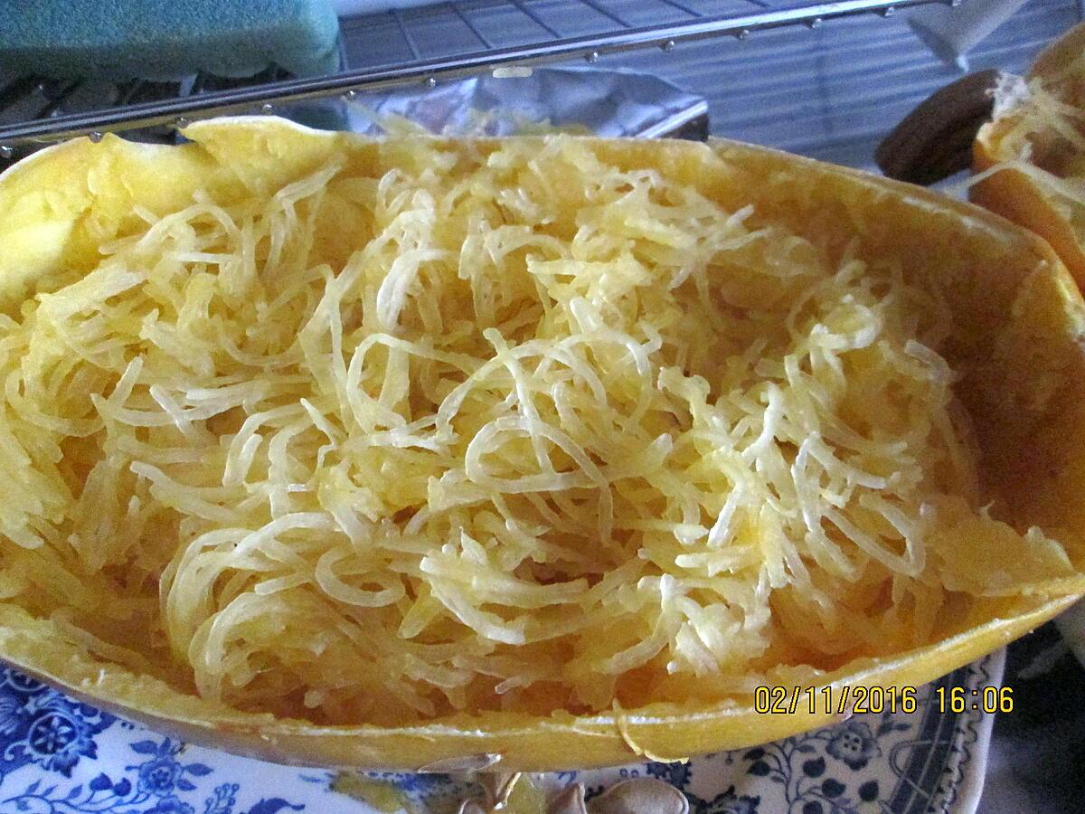 recette salade  courge spaghetti =,  st jacques, crevettes