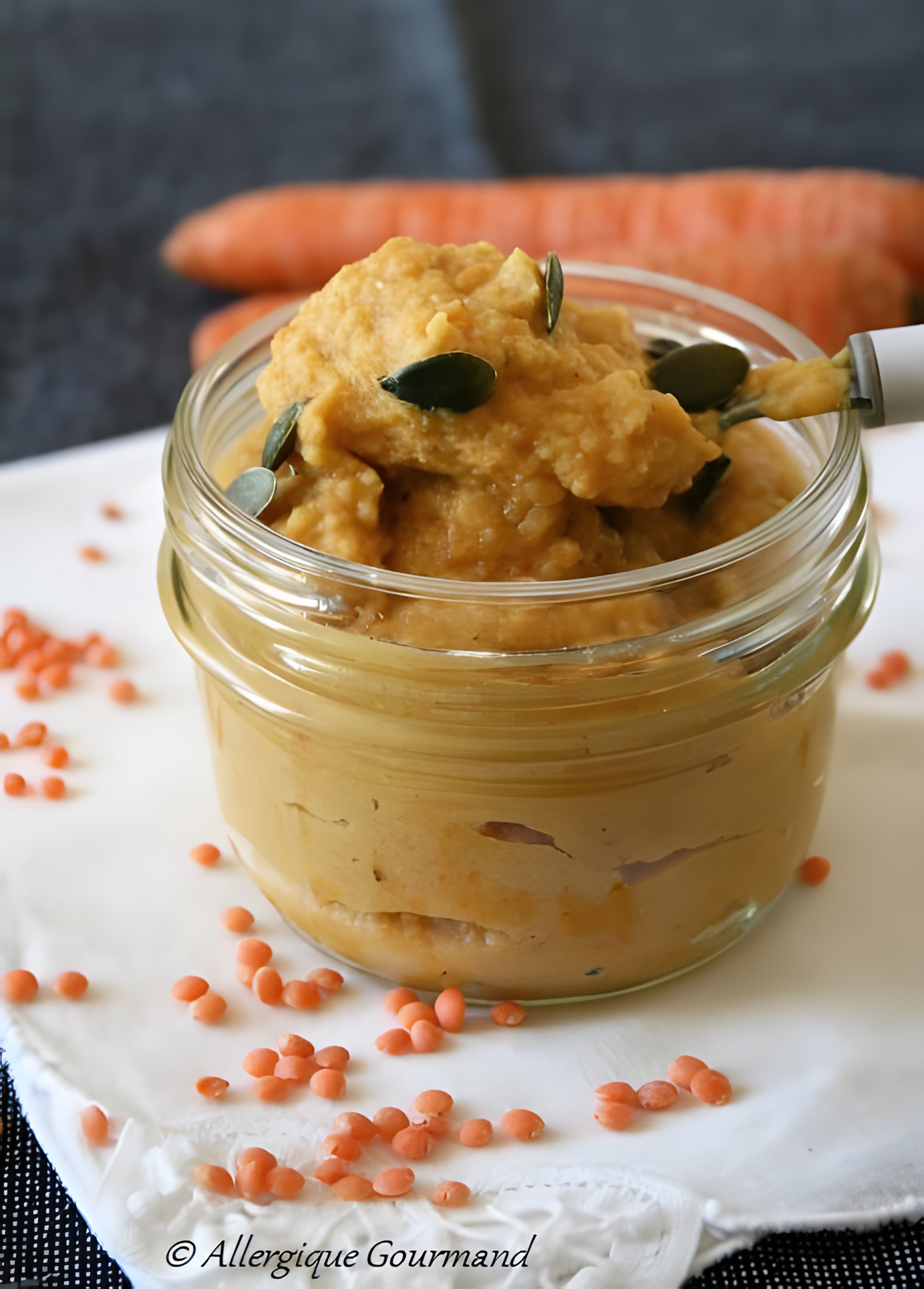 recette Tartinade lentilles corail, carottes, Bio, sans gluten , oeufs