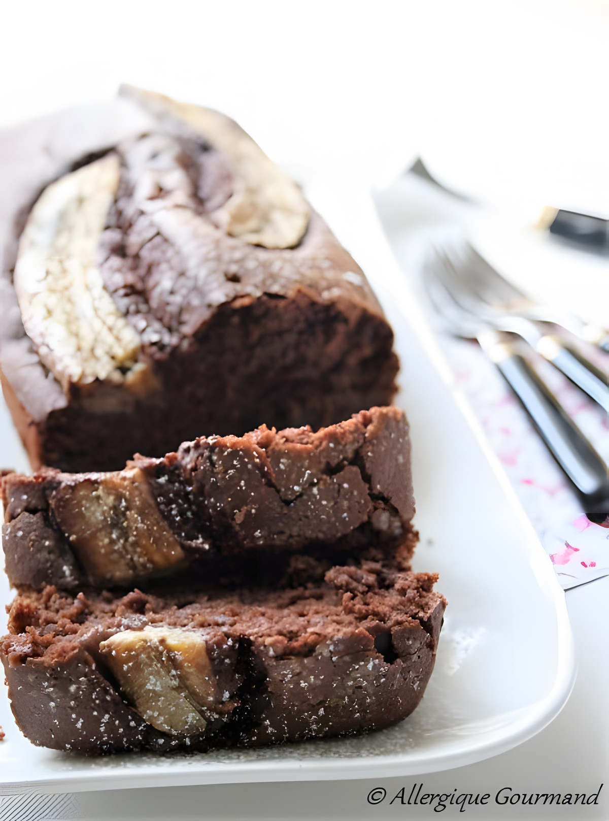 recette Cake au chocolat et banane, Bio, sans gluten, sans oeufs