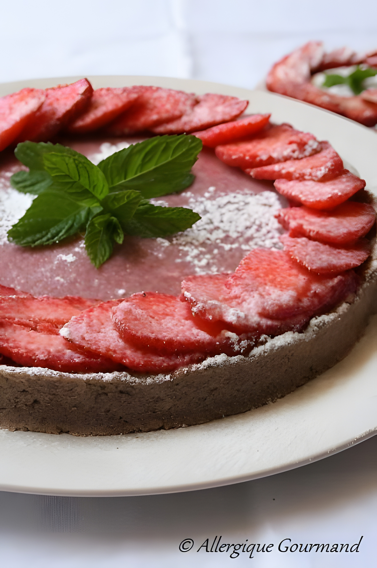 recette Tarte aux fraises avec son curd de fraises, Bio, sans gluten, sans lait et sans oeufs