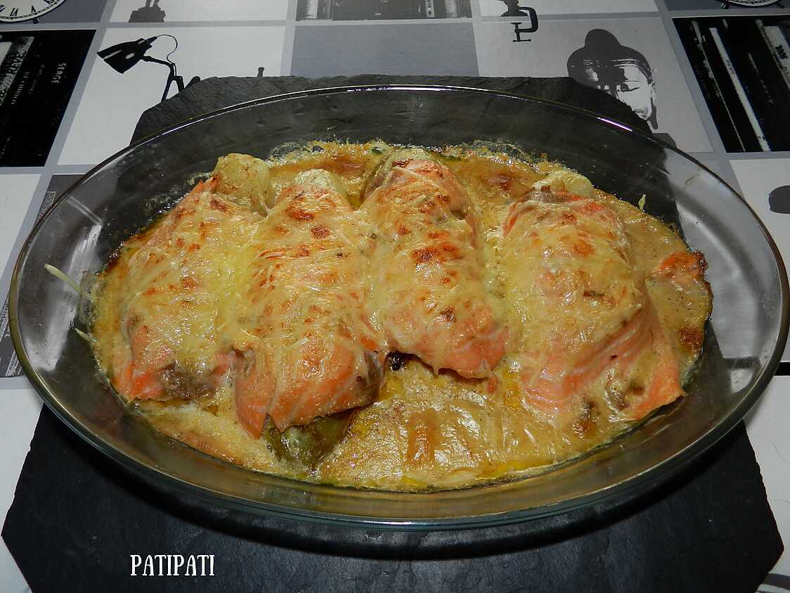 Recette de Roulades de chicons gratinées au saumon