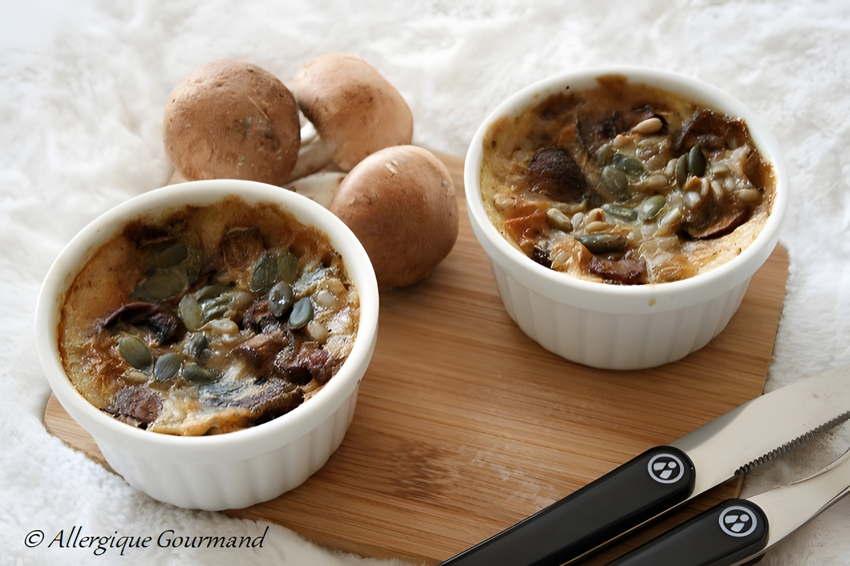 recette Clafoutis aux champignons { sans gluten, sans oeufs }