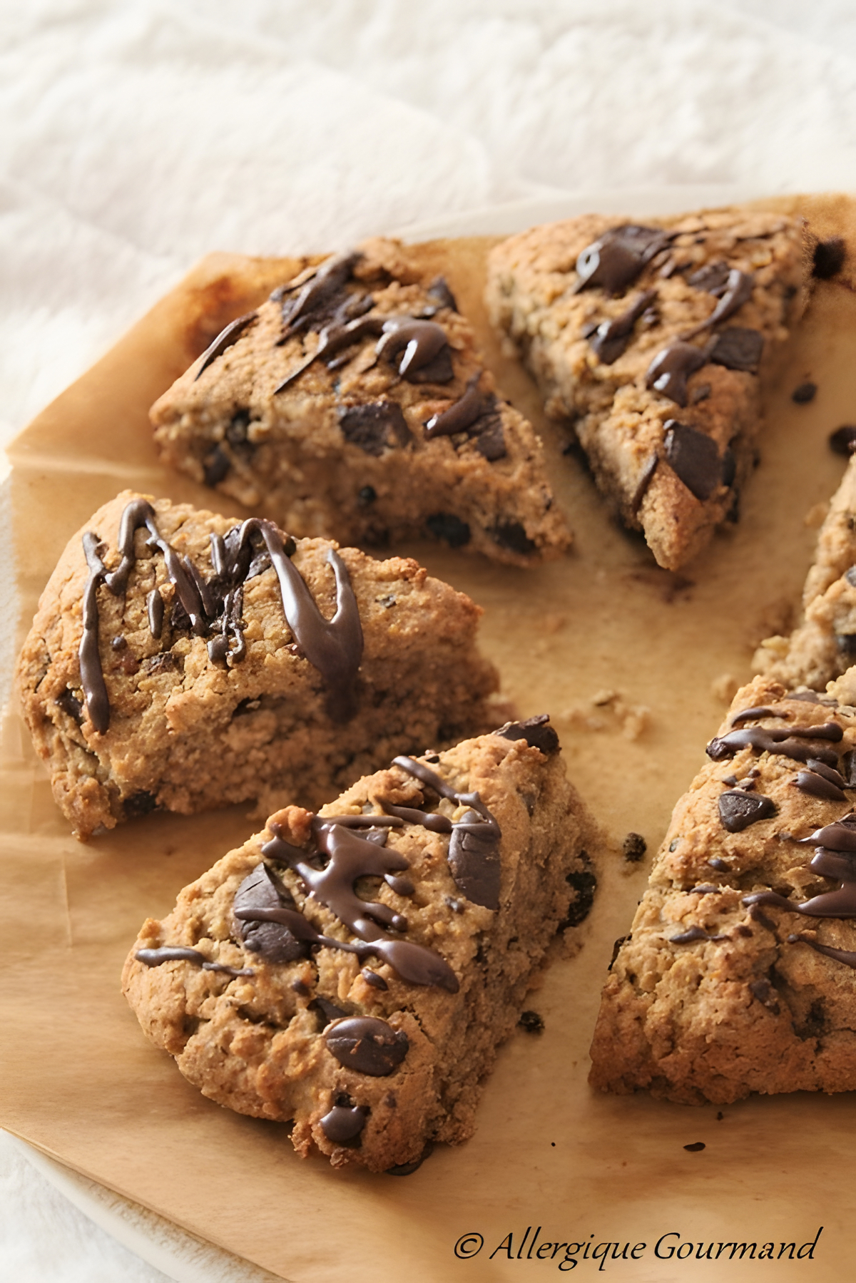 recette Scones à la fève de cacao et chocolat { sans gluten, sans lait, sans oeufs }