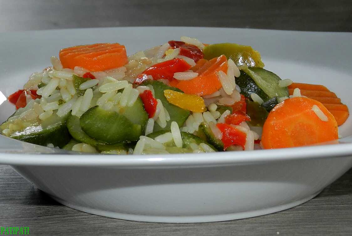 Pilaf de riz noir aux petits légumes