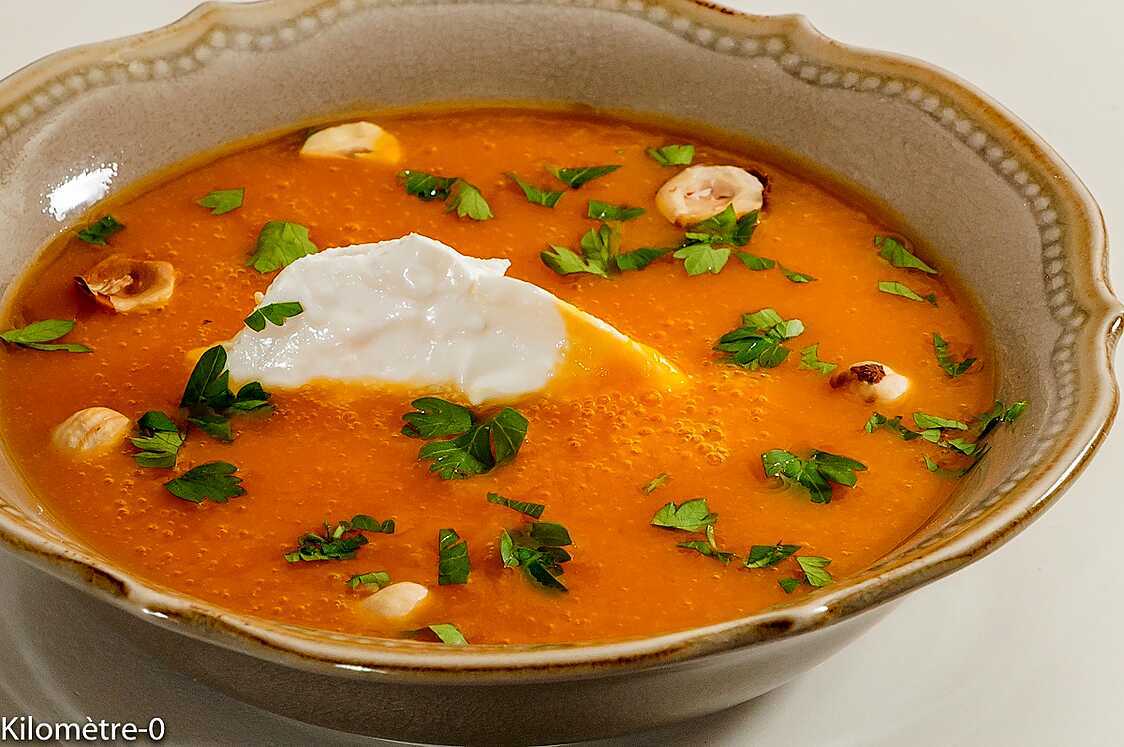 Recette de Velouté de courge butternut aux cèpes et à la ricotta