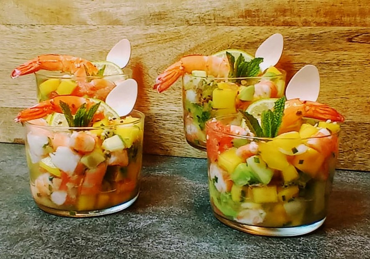 recette SALADE FRAICHEUR CREVETTES ROSES