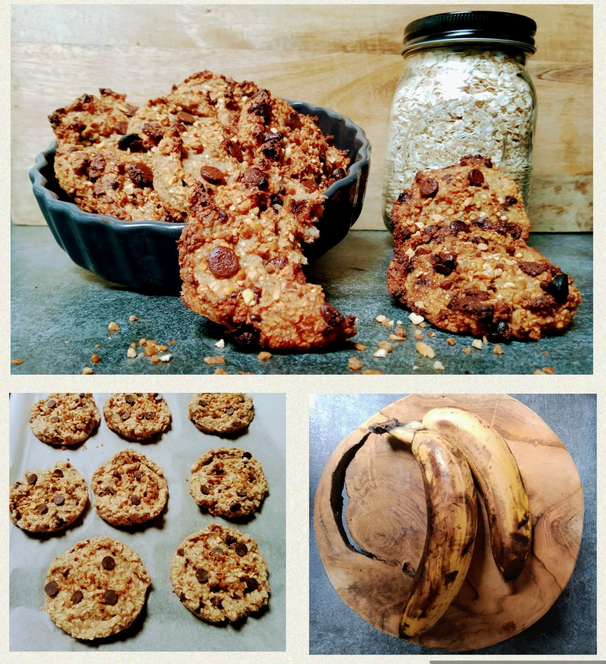 recette COOKIES BANANE/FLOCONS D'AVOINE / CHOCOLAT