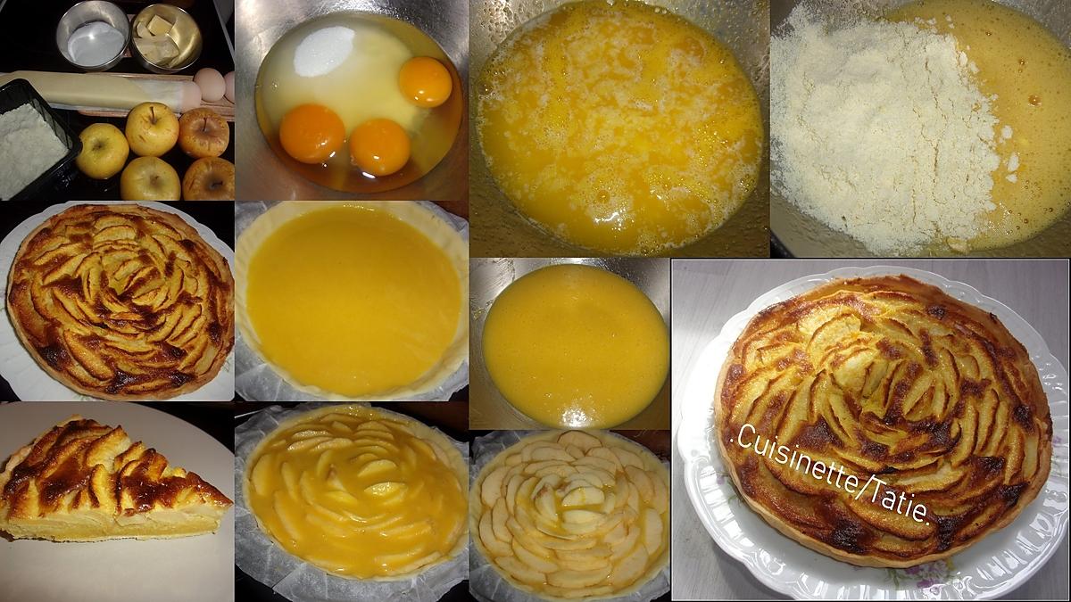 recette Tarte aux pommes,crème amandine.