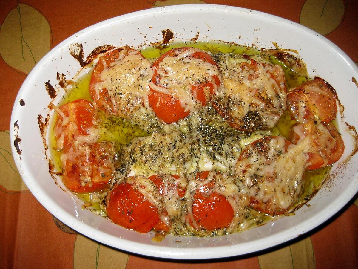 recette Escalopes de poulet, moutarde, tomates et parmesan