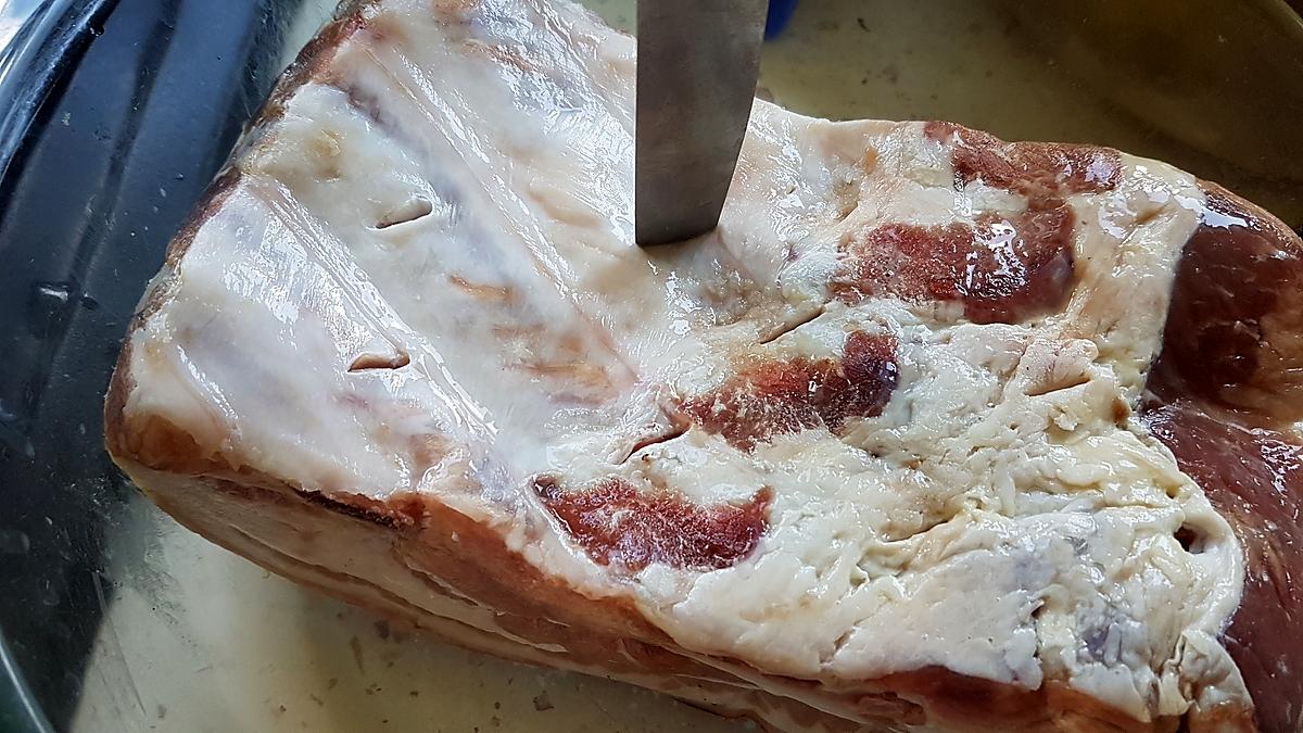 recette Poitrine de porc rôtie (entrelardé)