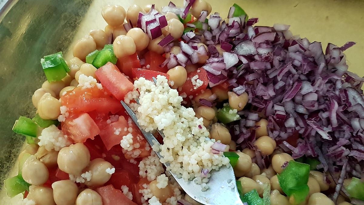 recette Salade de couscous aux pois chiches, œufs, coriandre ....