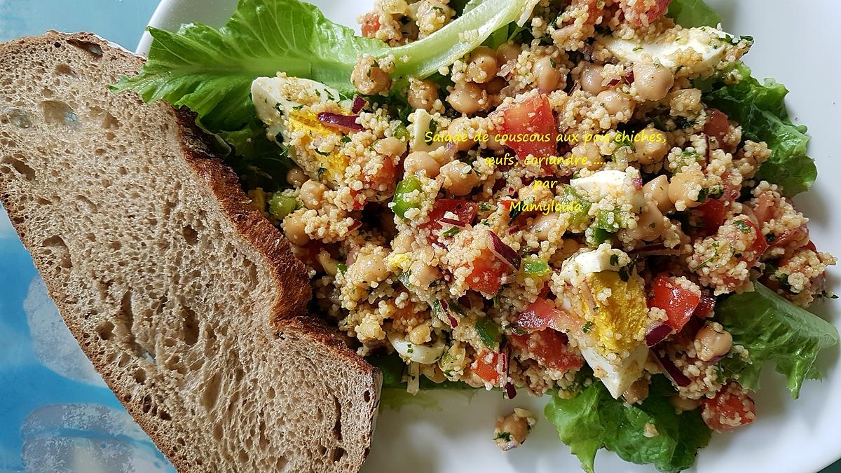 recette Salade de couscous aux pois chiches, œufs, coriandre ....