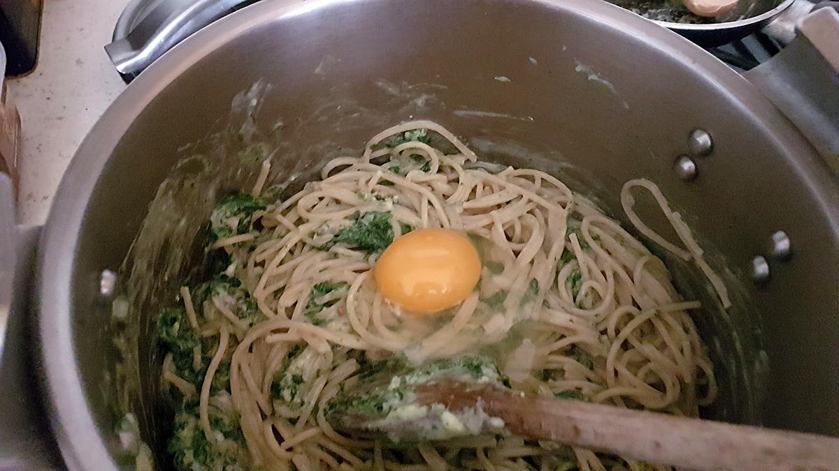 recette Spaghettis à la crème de tétragones (ou Epinards)