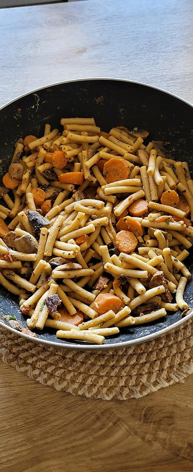 recette One pot pasta courgettes, carottes, champignons