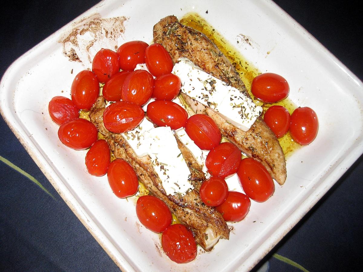 recette Escalopes de dinde à la feta et tomates cerises