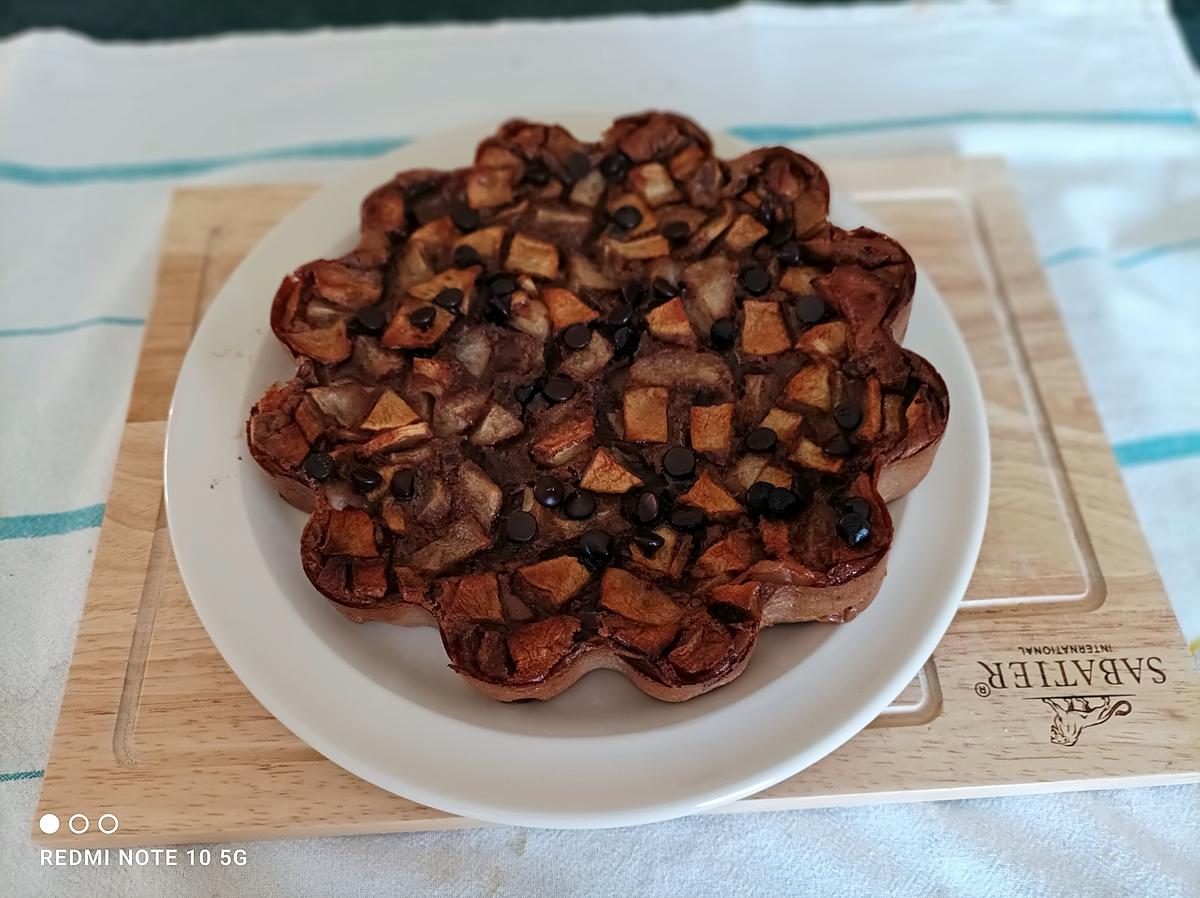 recette CLAFOUTIS POMMES - POIRES  AU CHOCOLAT à ma façon