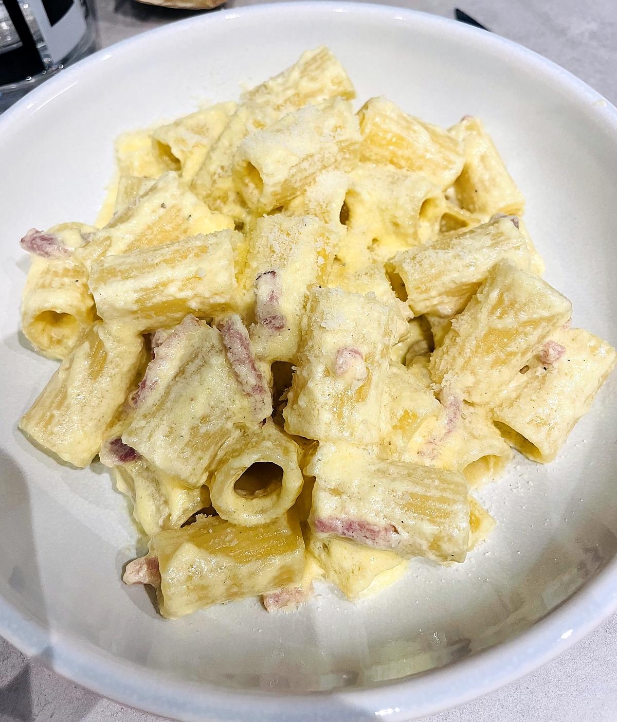 recette Rigatonis façon carbonara