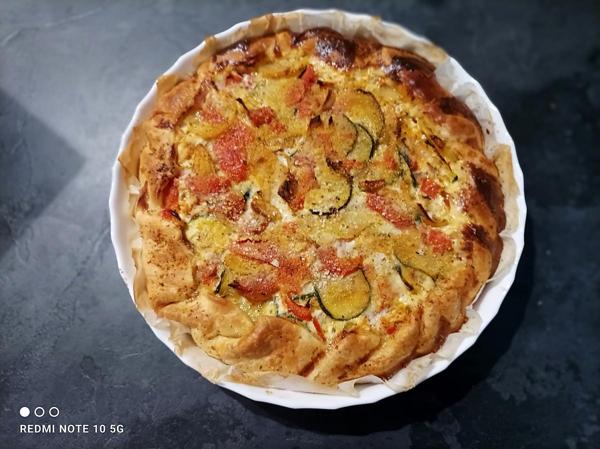 recette Tarte du soleil ( tomate-courgette-poivrons-oignon-) à ma façon