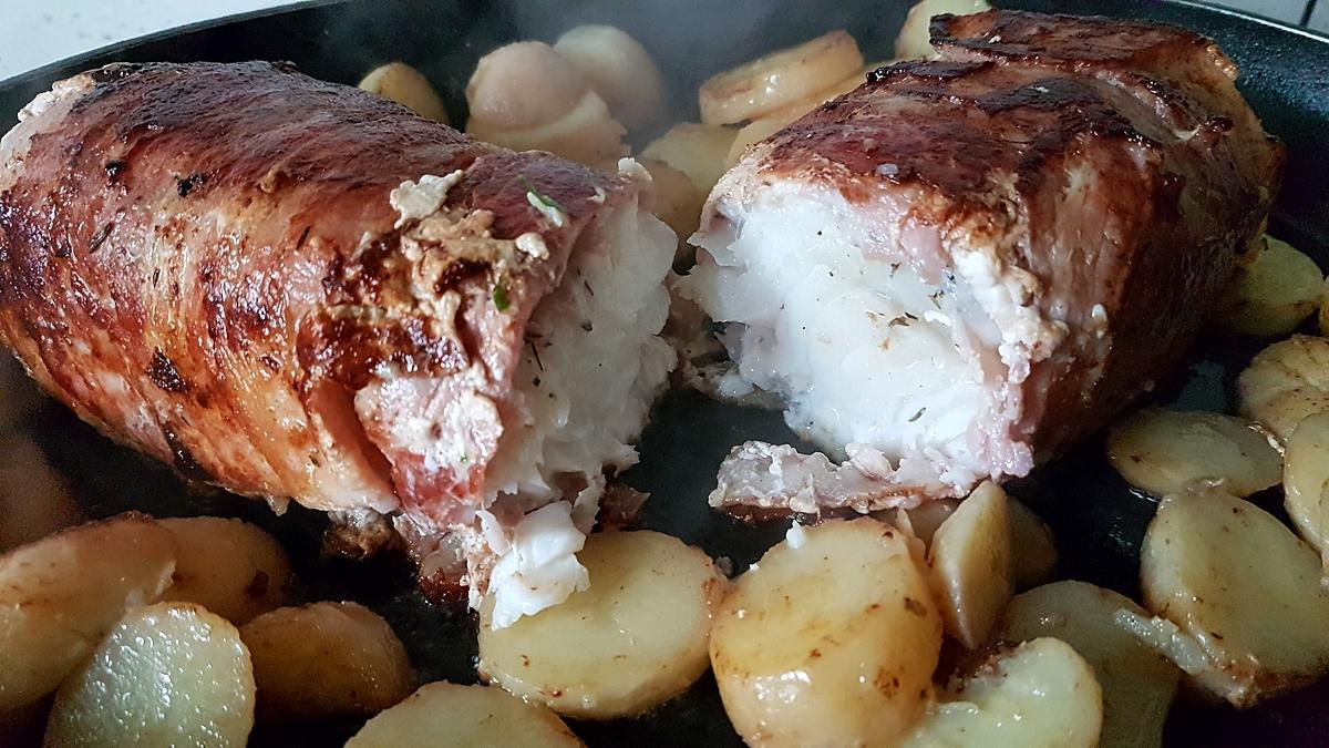 recette Cabillaud en habit de lard fumé