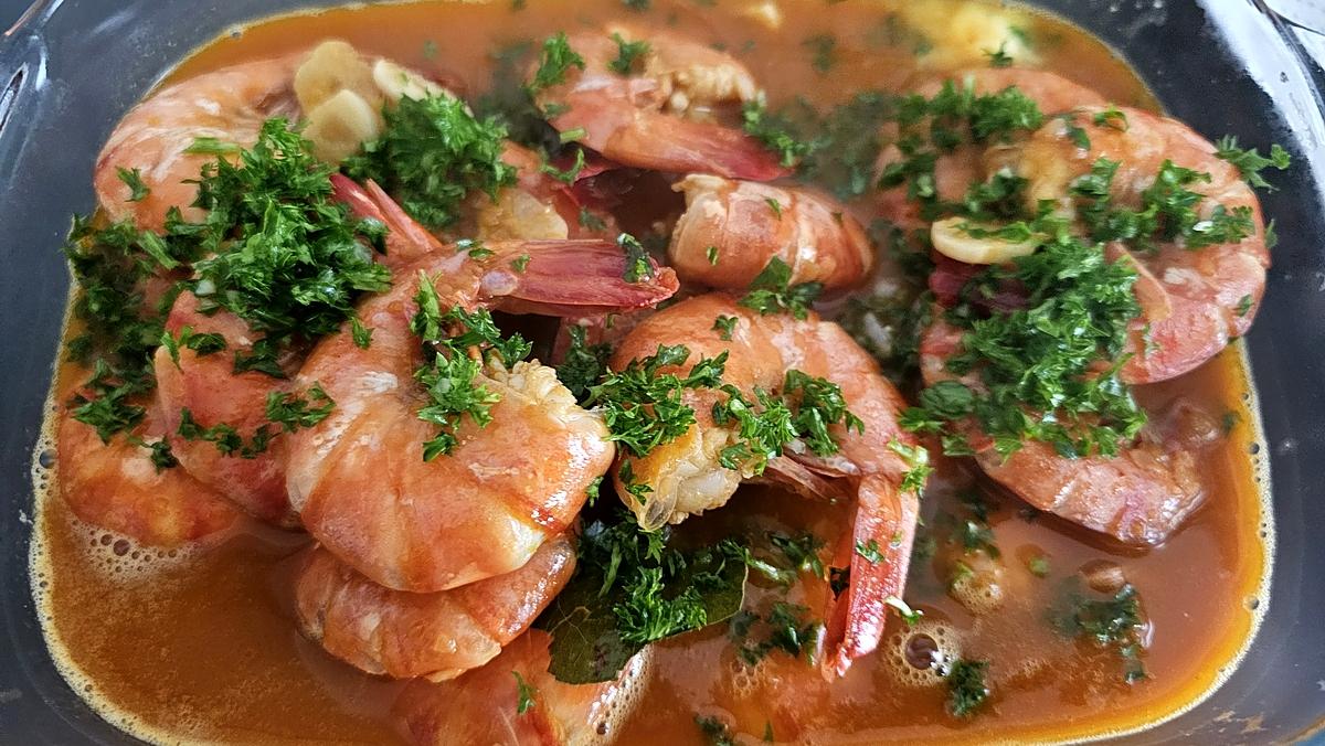 recette Gambas à la bière et à l'ail légèrement relever