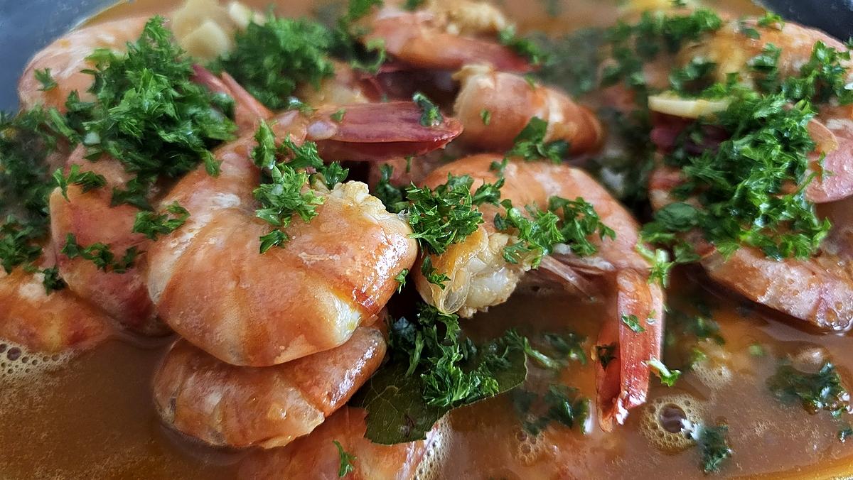 recette Gambas à la bière et à l'ail légèrement relever