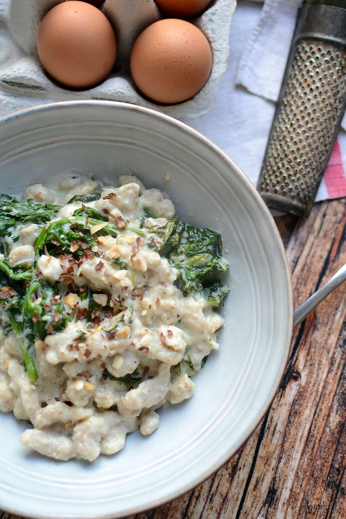 recette Spatzle à la farine d''épeautre épinards et fromage frais