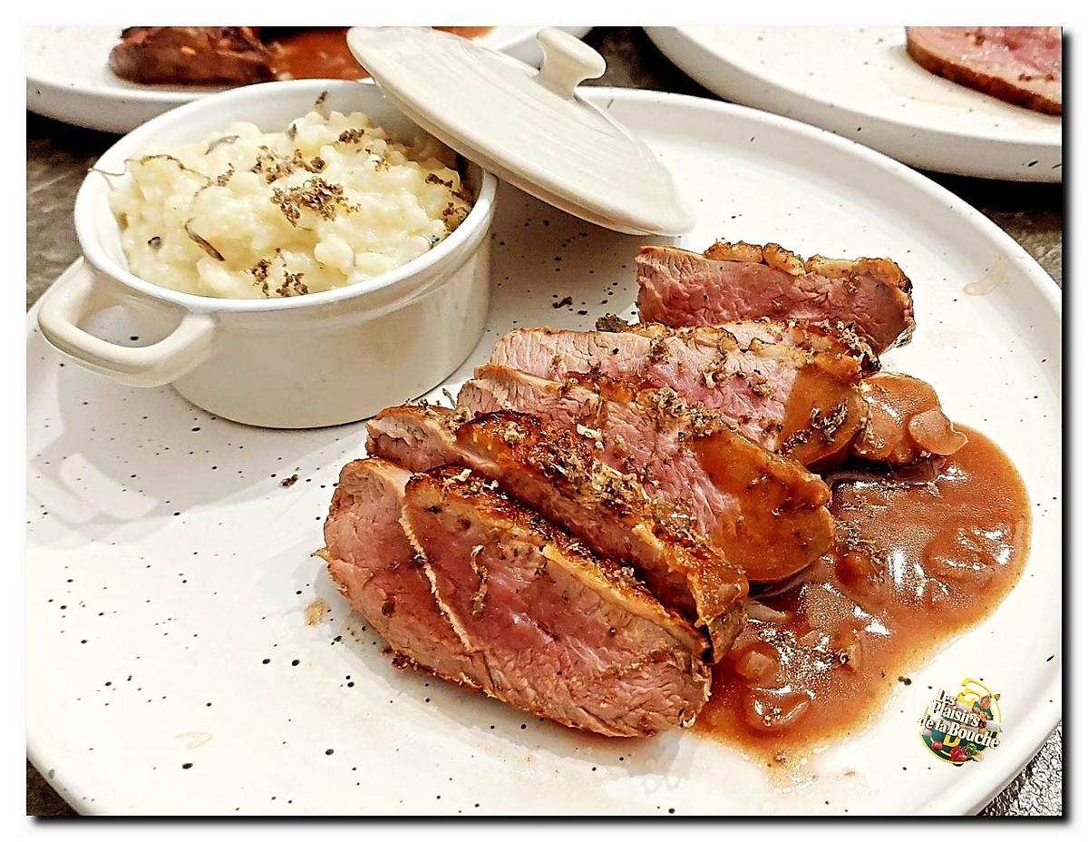 recette Filet de canard et risotto à la truffe.