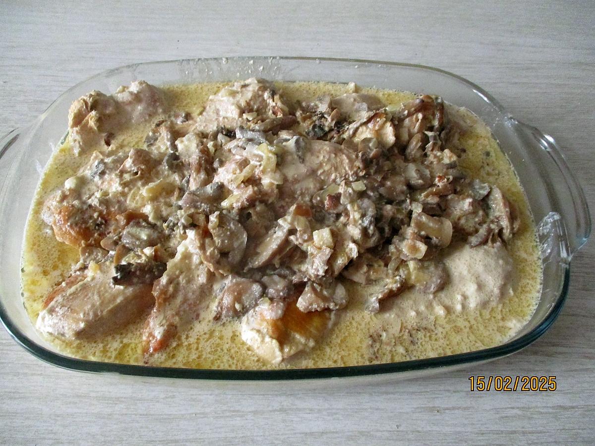 recette Poulet Mijoté à la Crème et aux Champignons