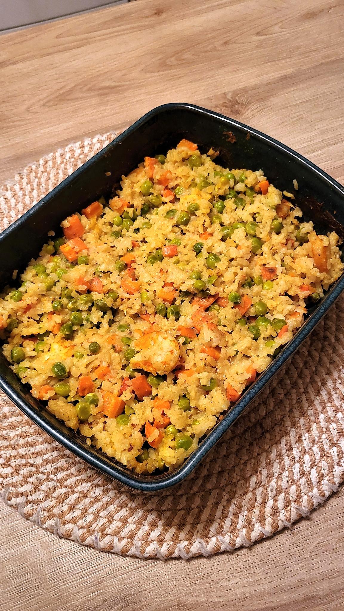 recette One pot riz aux petits pois, carottes et crevettes