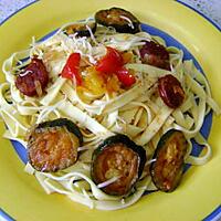 recette tagliatelles au chorizo-courgette ou comment faire manger un peu  de légumes à son mari
