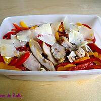 recette Salade de pâtes, poulet grillé, parmesan et poivrons