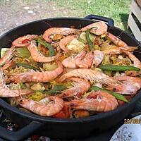 recette Paella aux fruits de mer et poissons.au jardin.