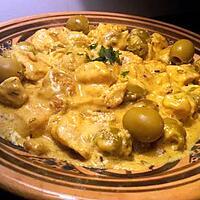 recette emicé de poulet au curry creme olive