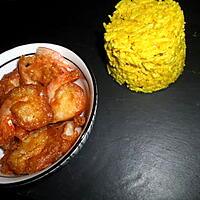 recette Riz au curry et lait de coco et ses crevettes panés