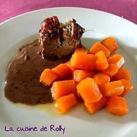 recette Filet mignon, sauce au chocolat et carottes glacées au miel
