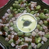 recette Salade de fèves et dés de jambon.