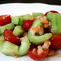 recette Salade Comcombre, tomate, crevette