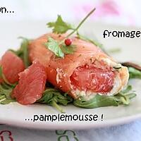 recette Roulés de saumon marinés au chèvre et pamplemousse