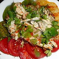 recette Salade de tomate verte,jaune, rouge au maquereau