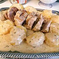 recette Roti de porc et ses pommes de terre a la creme d'ail